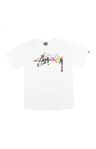 T-shirt Bape x Stussy Multi Camo Logo Blanc