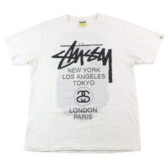 T-shirt Bape x Stussy Original Hidden Logo Blanc