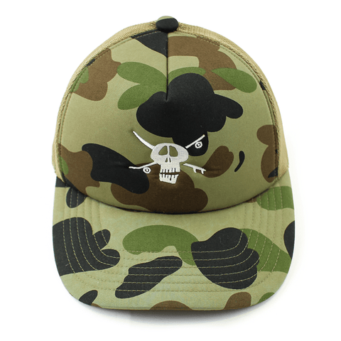 Casquette Trucker Bape x Stussy Skull 1st Green Camo
