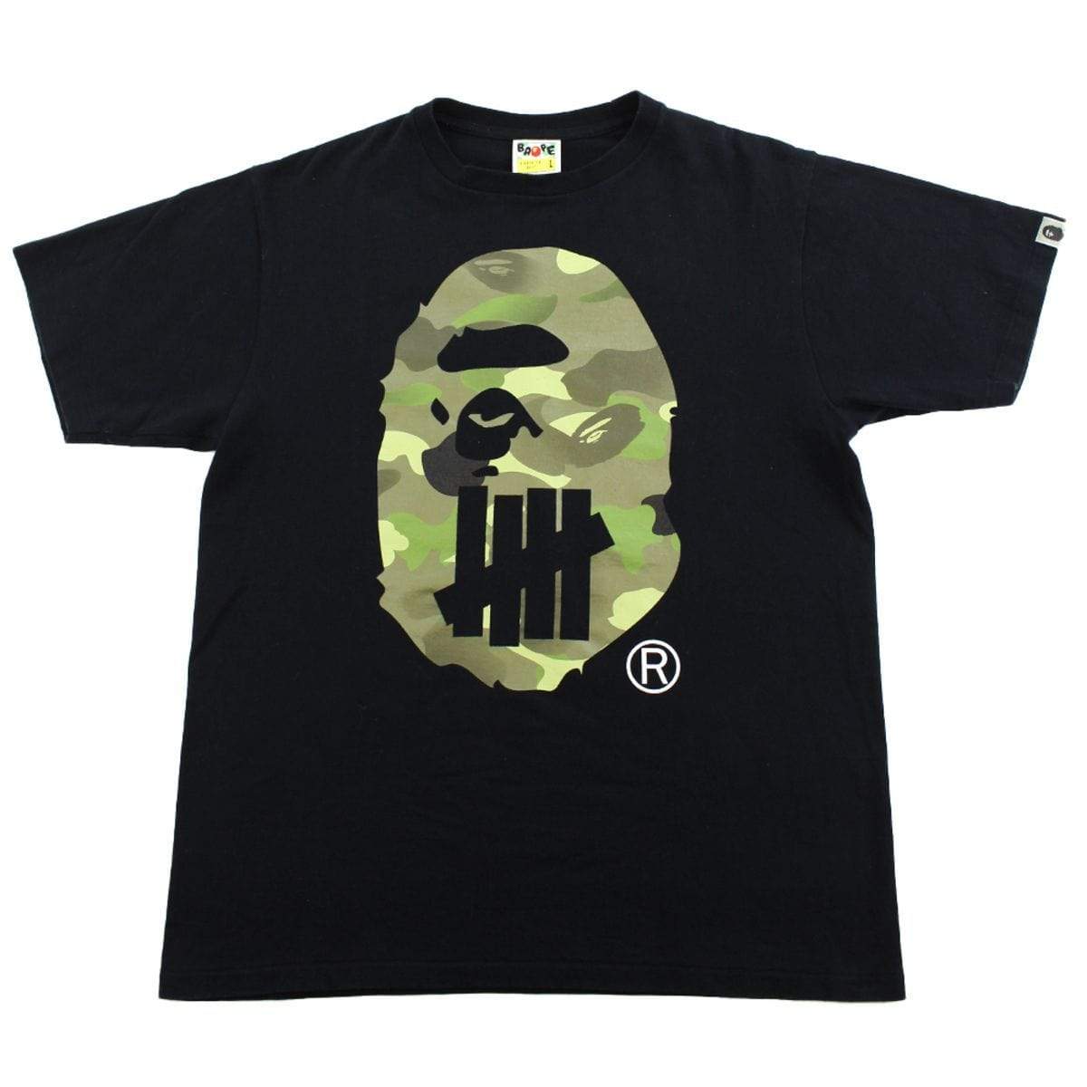 Bape x Undeafeated Green Camo Big Ape Logo Tee Black - SaruGeneral