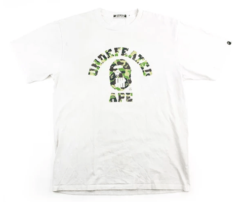 Bape x Undefeated Green Camo College Logo Tee White