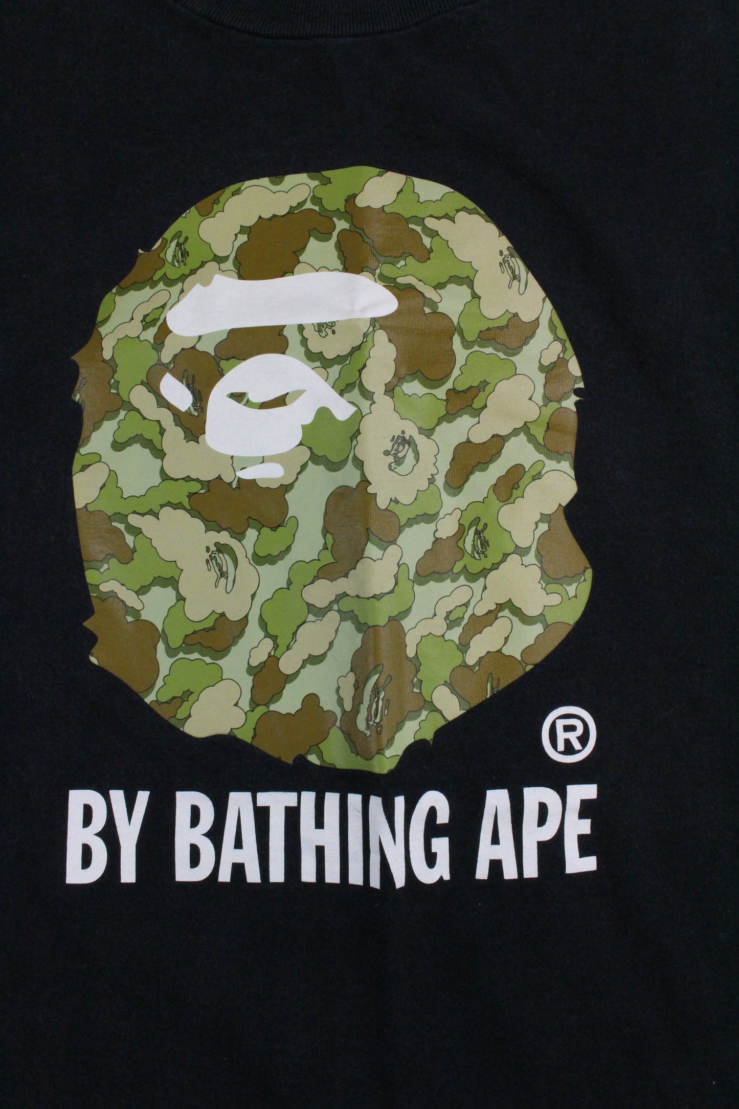 Bape x kaws Green Cloud Camo Big Ape Tee Black - SaruGeneral