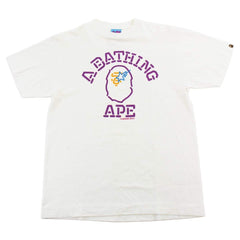 T-shirt blanc avec logo Bapesta College violet, orange et bleu