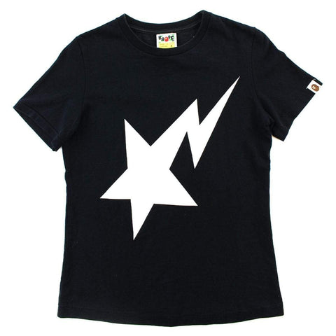 Bapesta White Logo Tee Black