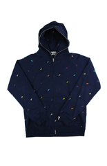 Sweat à capuche zippé multicolore Bapesta Allover bleu marine