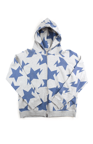 Sweat à capuche zippé bleu Bapesta gris
