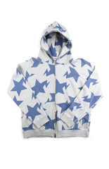 Sweat à capuche zippé bleu Bapesta gris