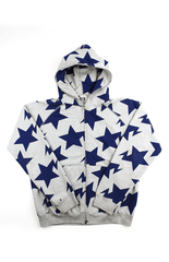 Sweat à capuche zippé bleu Bapesta gris