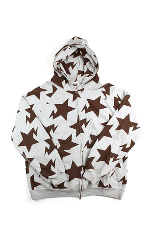 Bapesta Brown All Over Full Zip Hoodie Grey