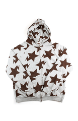 Sweat à capuche zippé intégral marron Bapesta gris