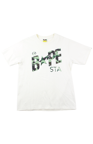 Bapesta Green Camo Logo Tee White
