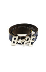 Bapesta Logo Belt silver-brown leather