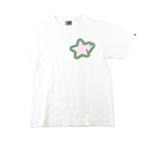 Bapesta Pink Green Logo Tee White