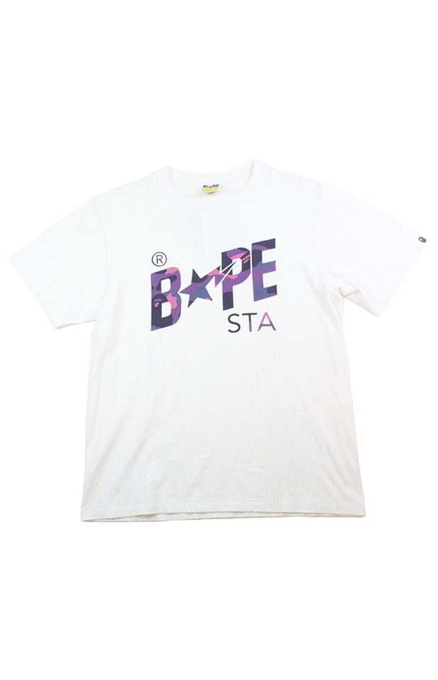 Bapesta Purple Camo Logo Tee White - SaruGeneral
