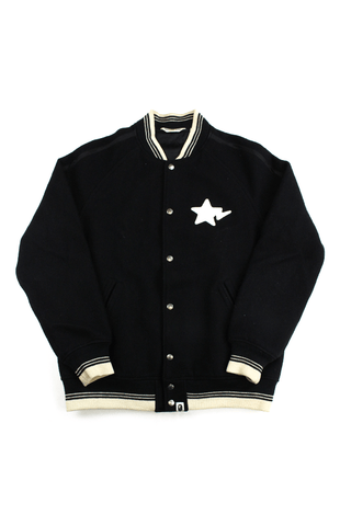 Bapesta wool Varsity Jacket Black
