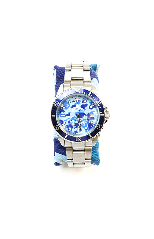 Bapex Blue Camo Silver Watch - SaruGeneral