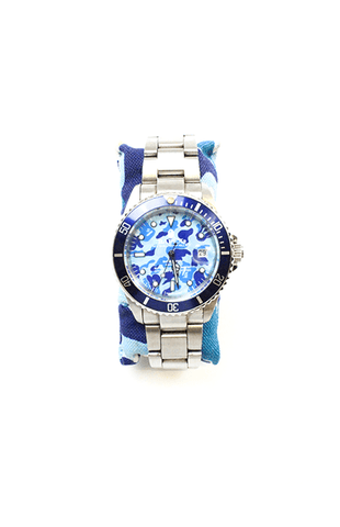 Bapex Blue Camo Silver Watch