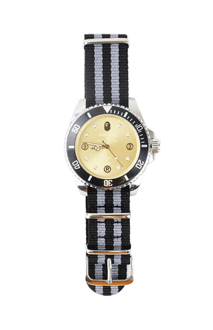 Bapex black silver strap gold face