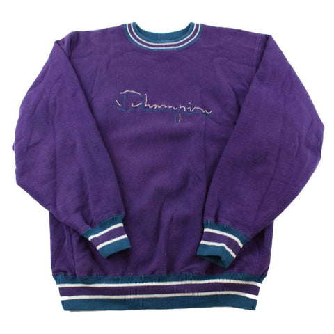 Champion Logo Reverse Weave Crewneck Purple