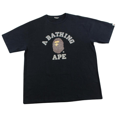 Bape Glitter College Logo Tee Black