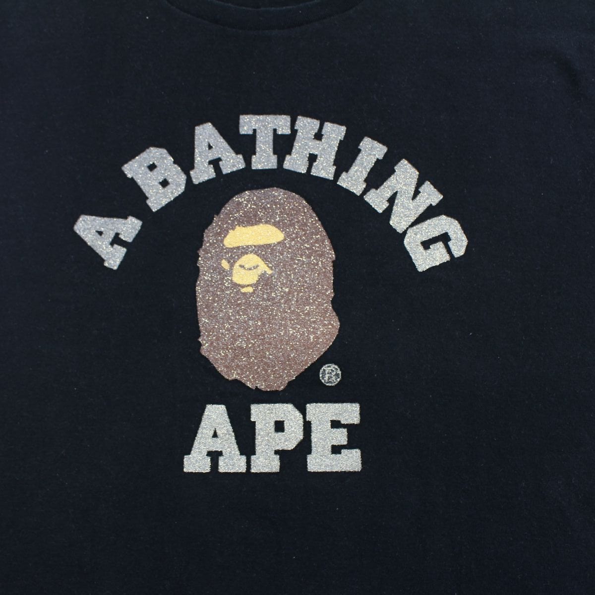 Bape Glitter College Logo Tee Black - SaruGeneral