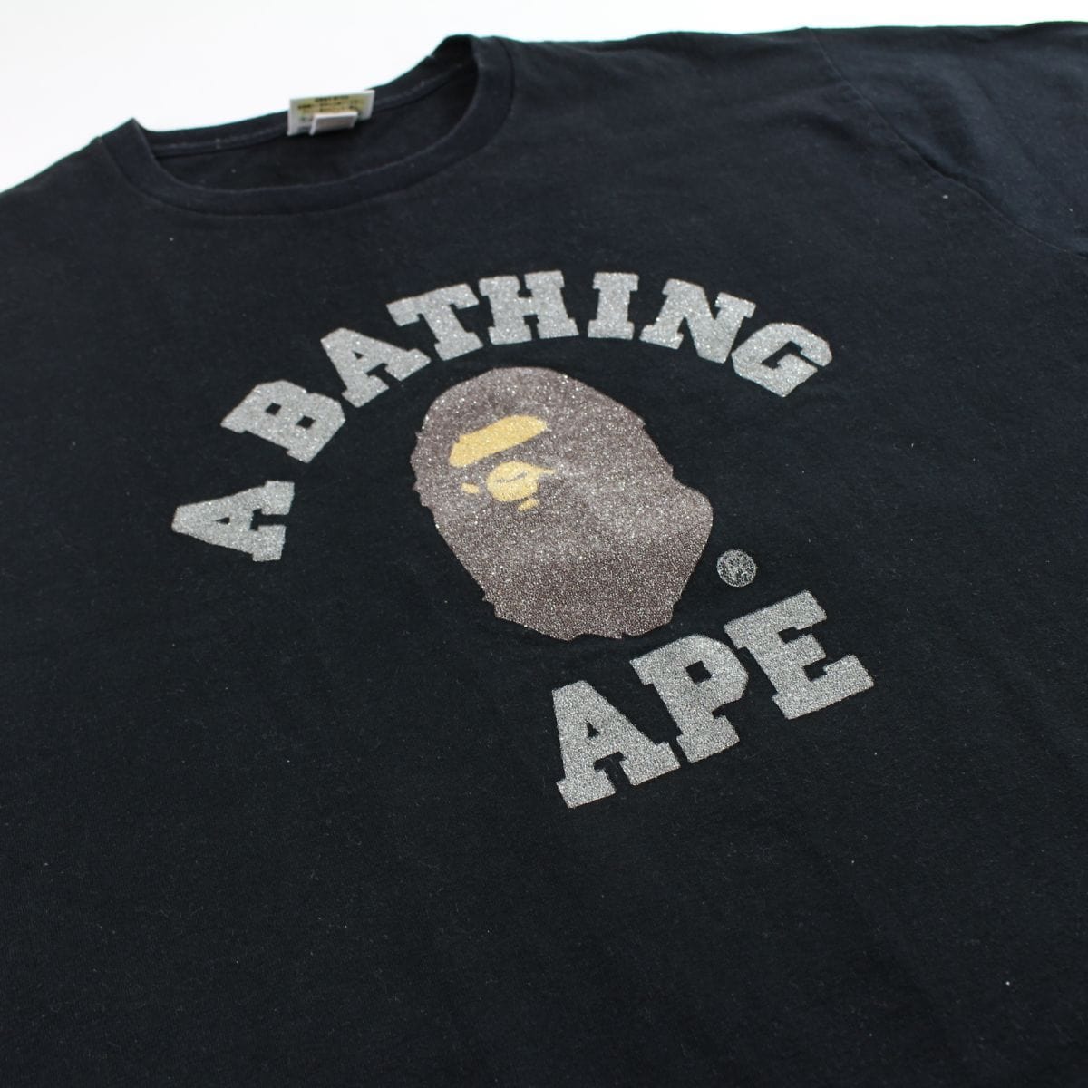 Bape Glitter College Logo Tee Black - SaruGeneral