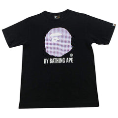 Bape Purple Plaid Big Ape Logo Tee Black