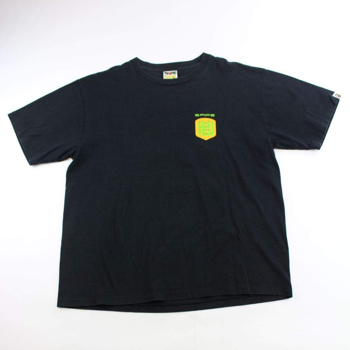 Bape Yellow & Green Ape Print Tee Black - SaruGeneral