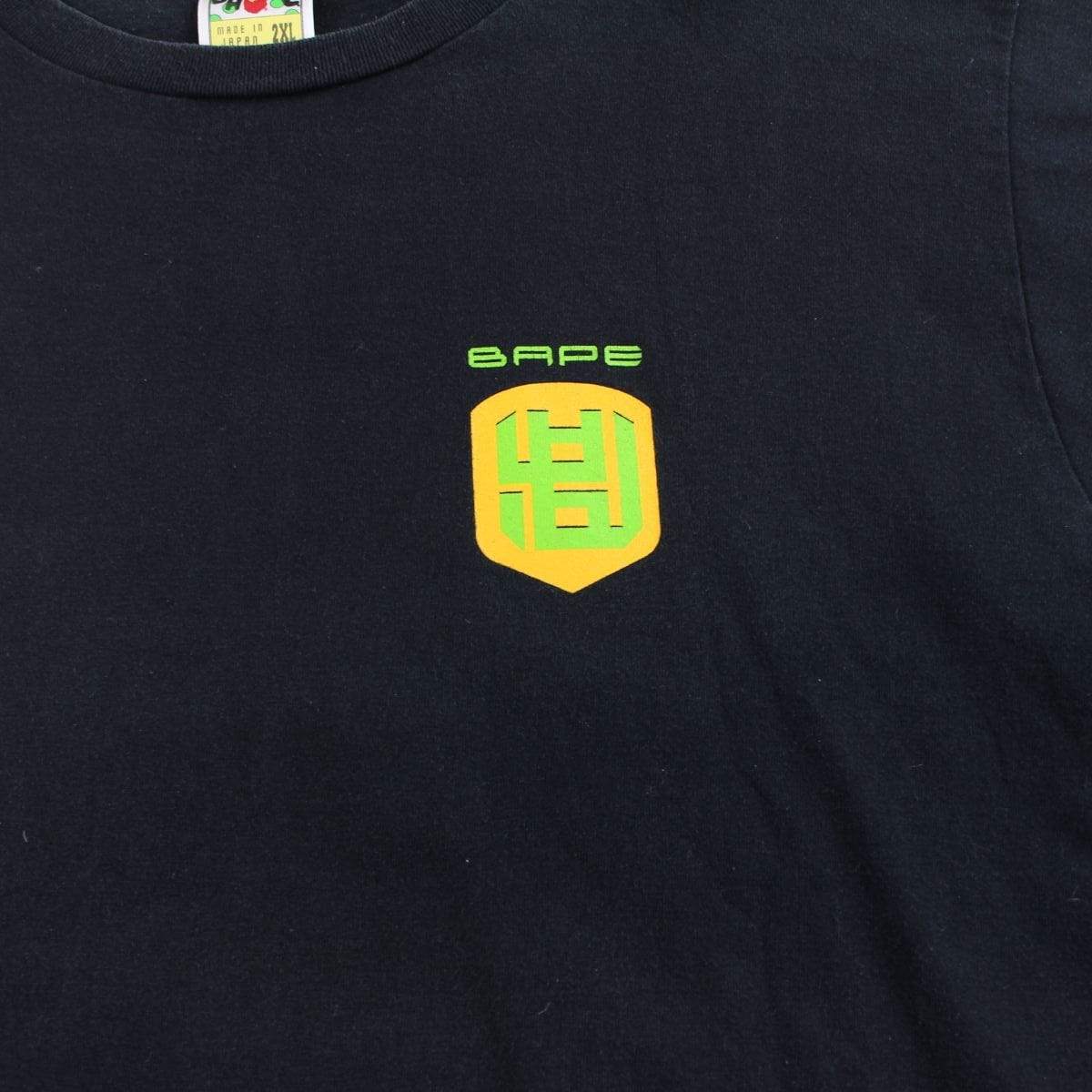 Bape Yellow & Green Ape Print Tee Black - SaruGeneral