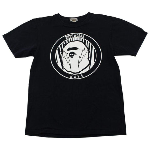 Bape Lightning Bolt Busy Works Logo Tee Black