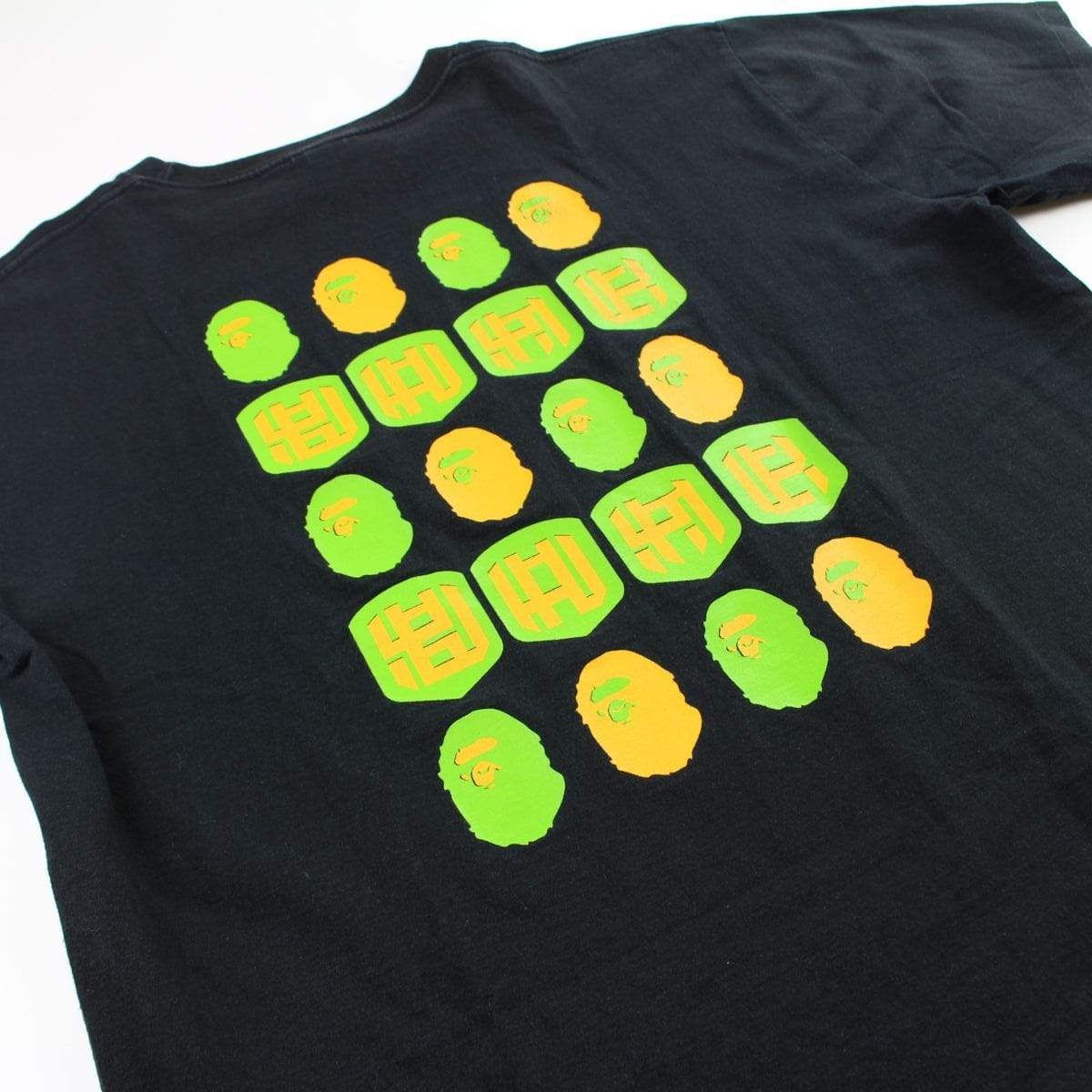 Bape Yellow & Green Ape Print Tee Black - SaruGeneral