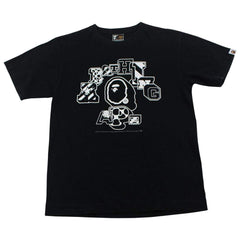 T-shirt Bape Crazy Letter College avec logo noir