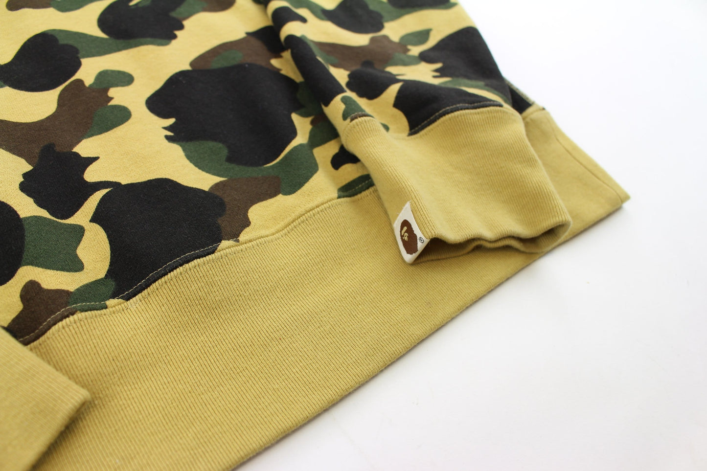 bape 1st yellow camo spellout sweatshirt - SaruGeneral