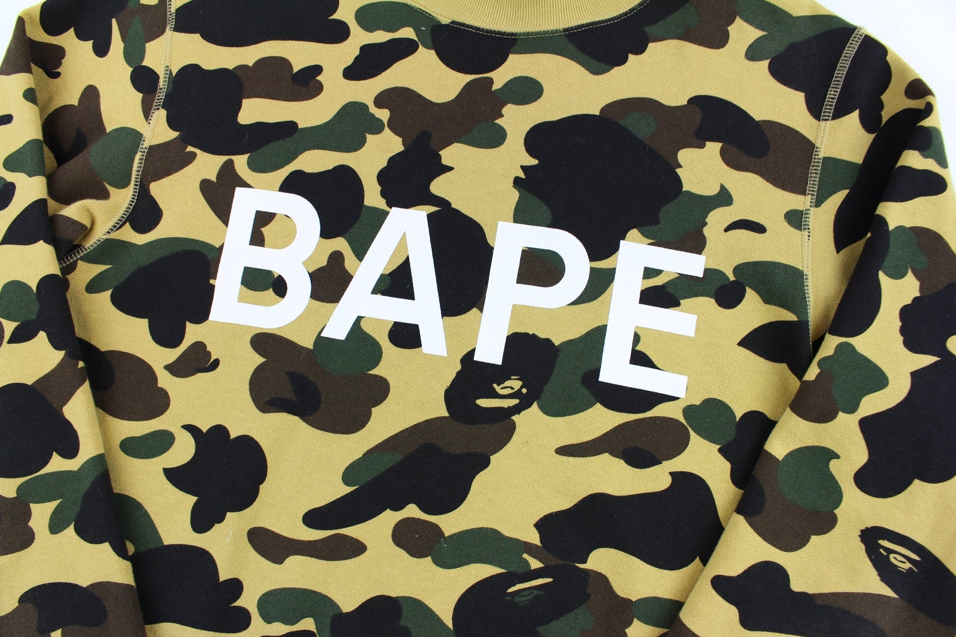 bape 1st yellow camo spellout sweatshirt - SaruGeneral