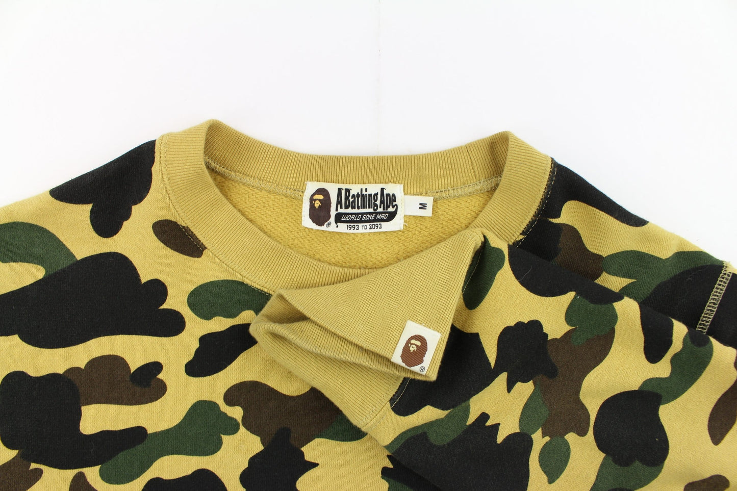 bape 1st yellow camo spellout sweatshirt - SaruGeneral