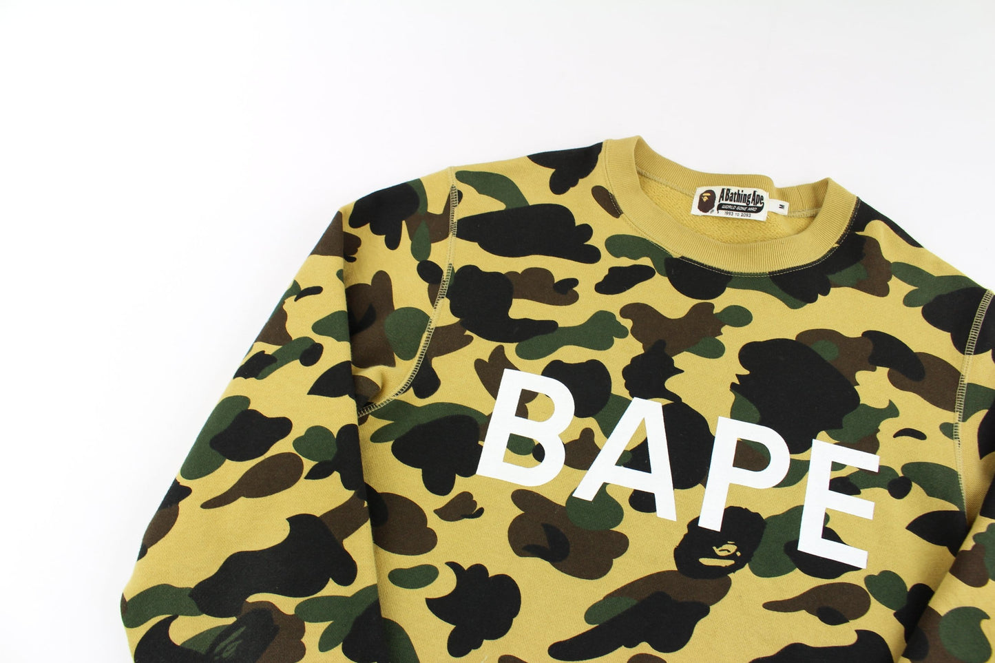 bape 1st yellow camo spellout sweatshirt - SaruGeneral