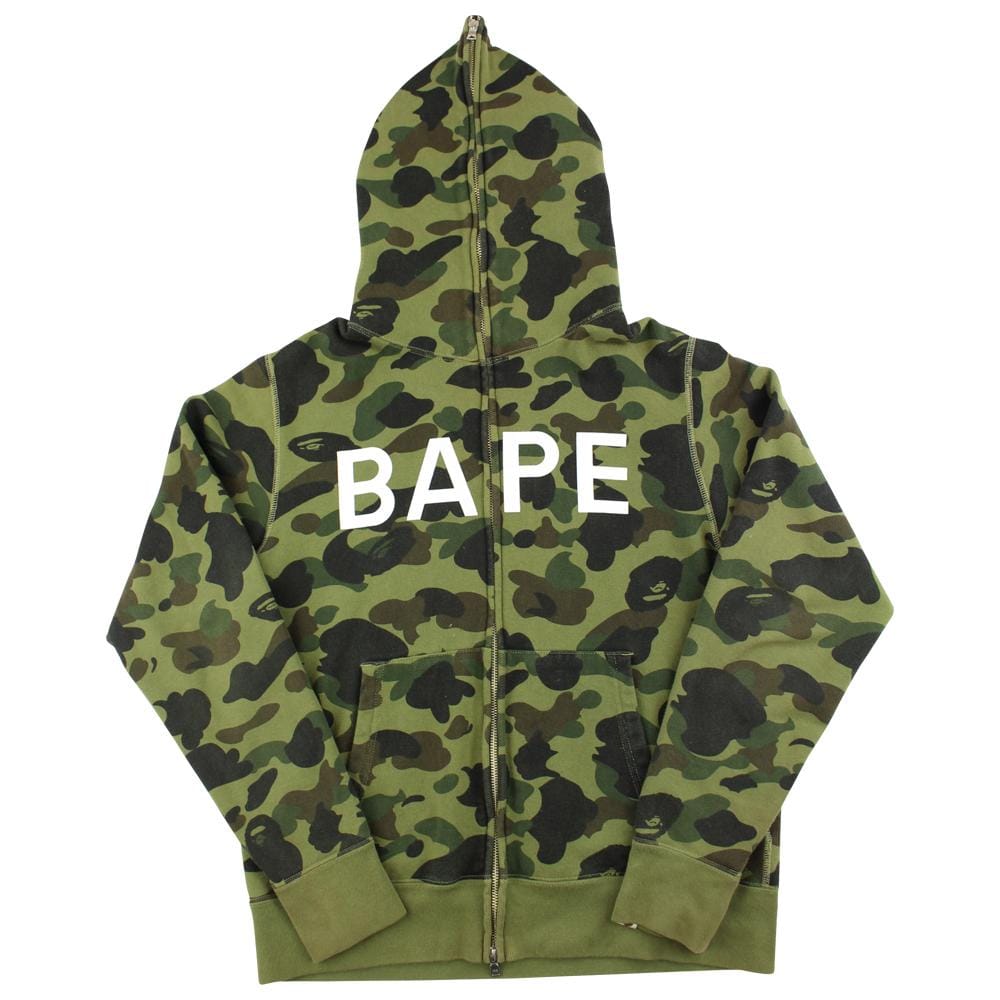 bape 1st green camo spellout text full zip - SaruGeneral