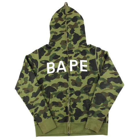 bape 1st green camo spellout text full zip