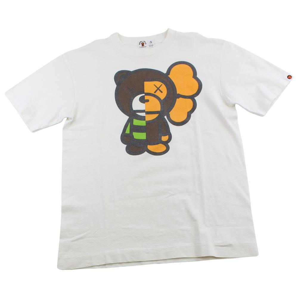 Bape x Kaws Baby Milo Bear Figure Tee White - SaruGeneral