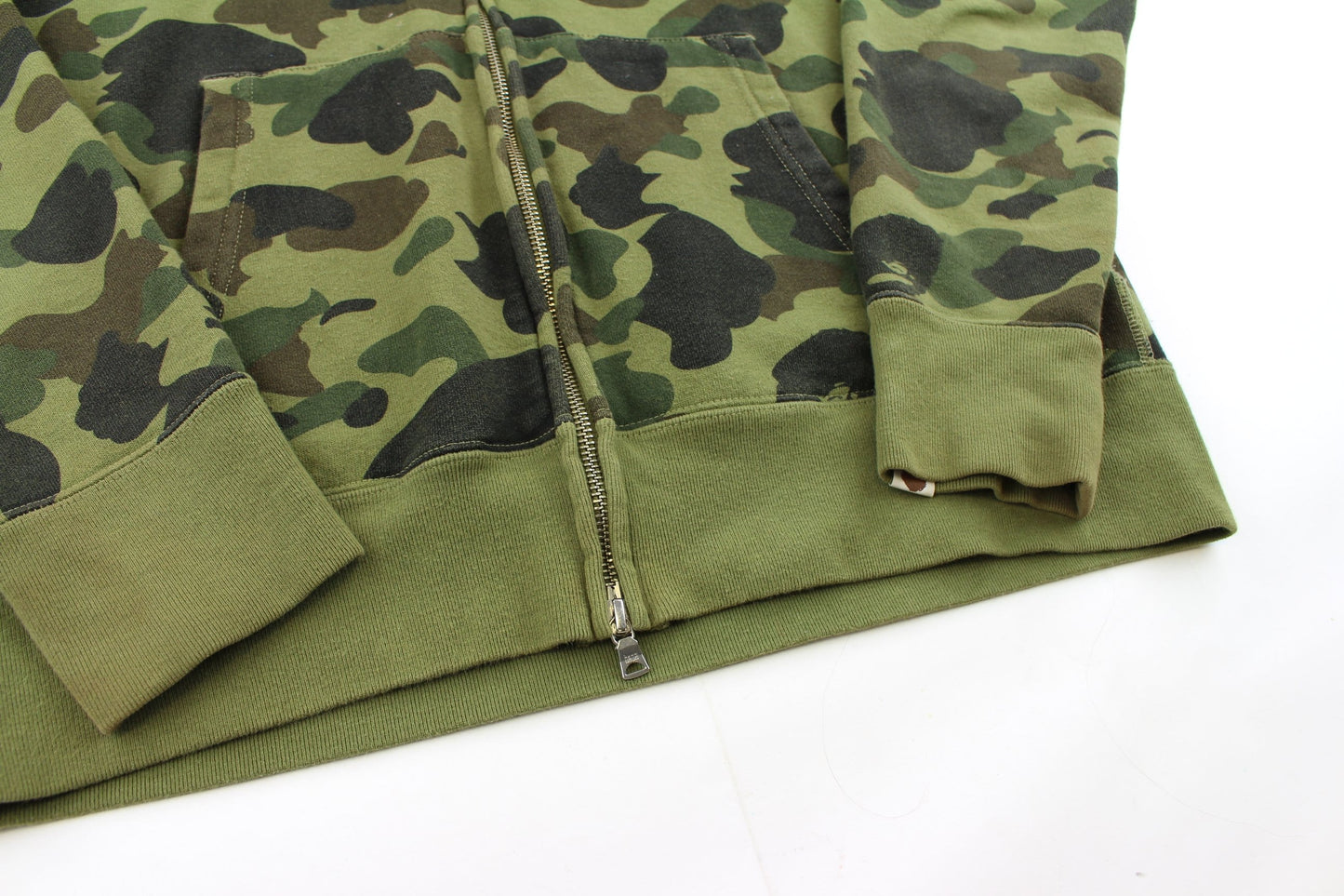 bape 1st green camo spellout text full zip - SaruGeneral