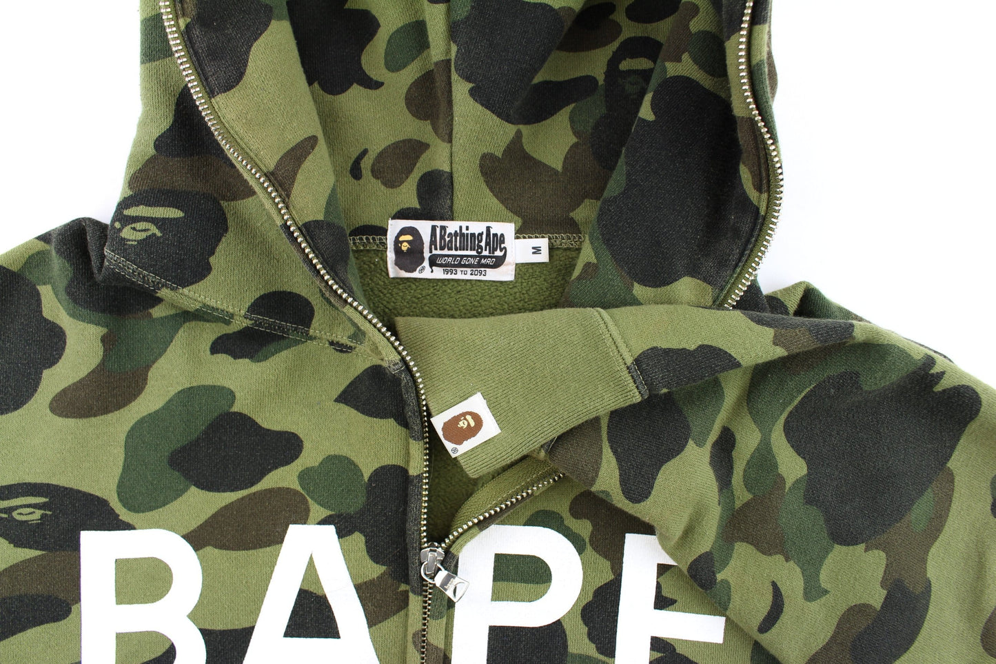 bape 1st green camo spellout text full zip - SaruGeneral