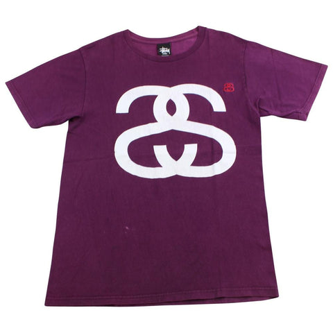 stussy double s logo tee burgundy