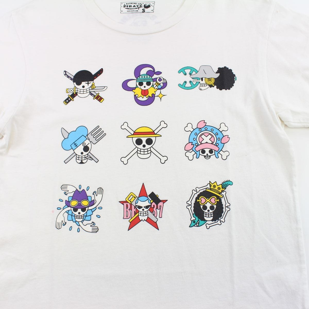 Bape x One Piece Flags Logos Tee White - SaruGeneral