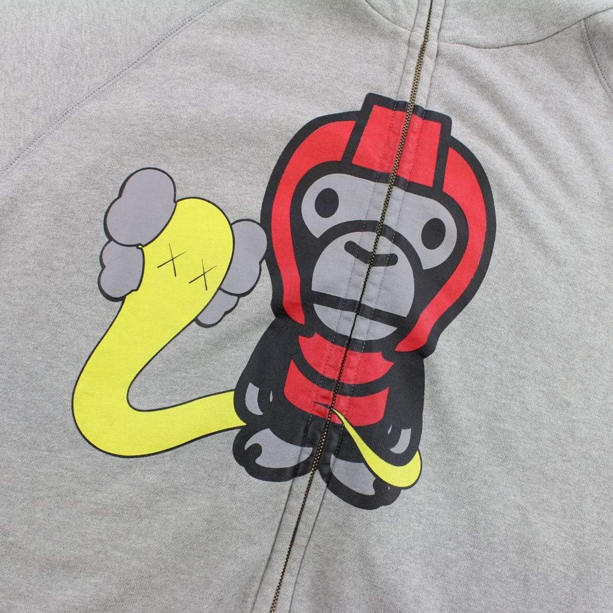 Bape x Kaws Milo General Fullzip Hoodie Grey - SaruGeneral