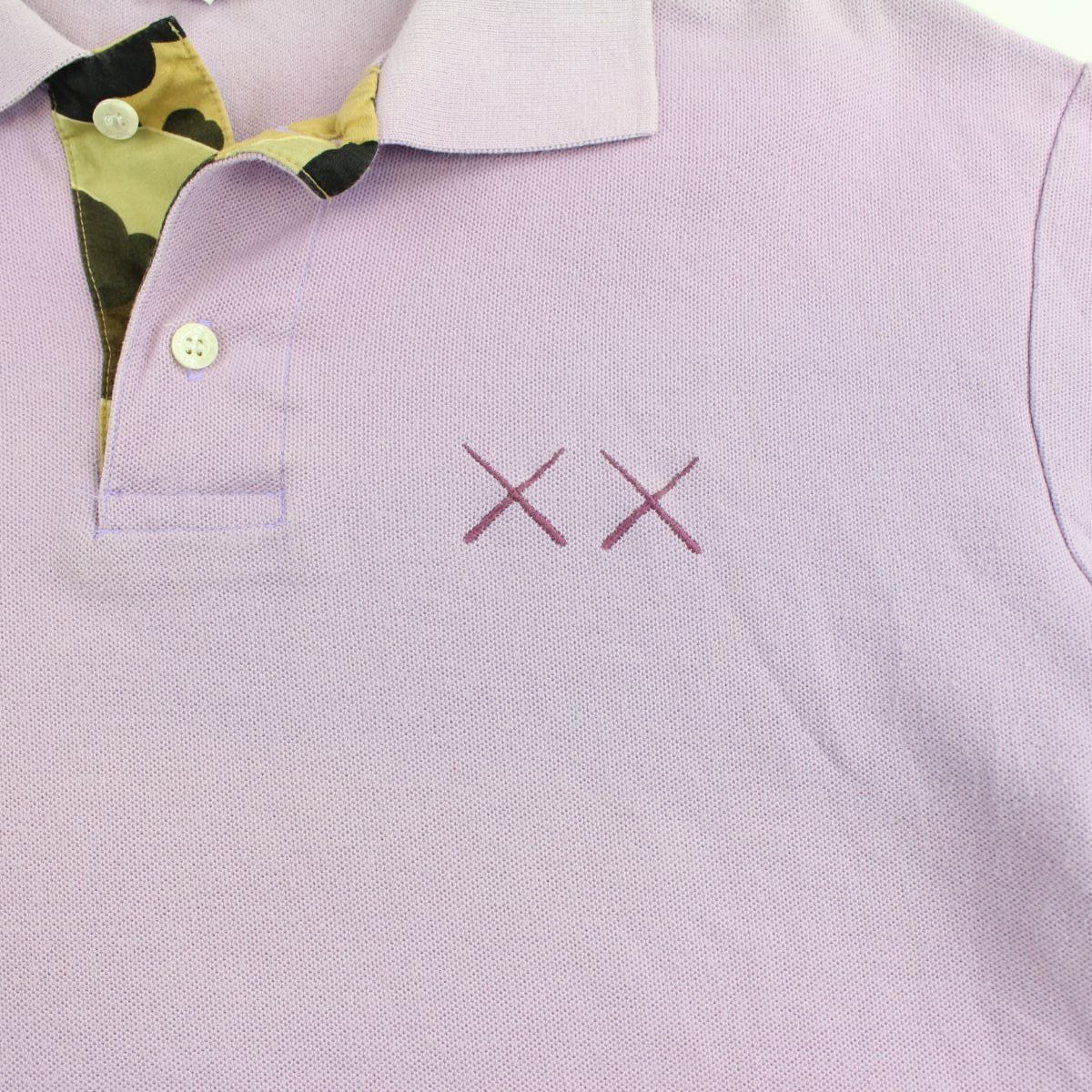 Bape x Kaws Logo Polo Shirt Pink - SaruGeneral