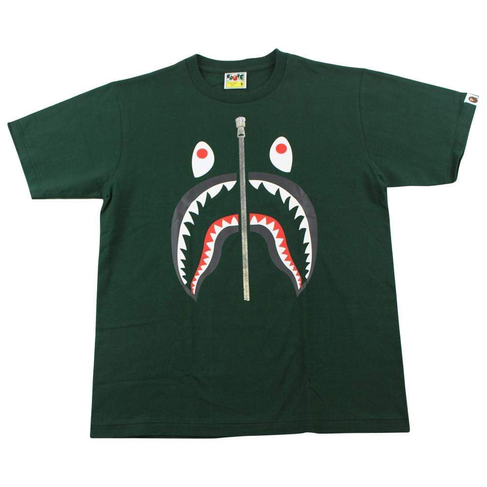 Bape Black Shark Face Logo tee Green - SaruGeneral