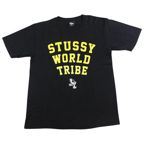 Stussy world wide tribe jazz logo tee black