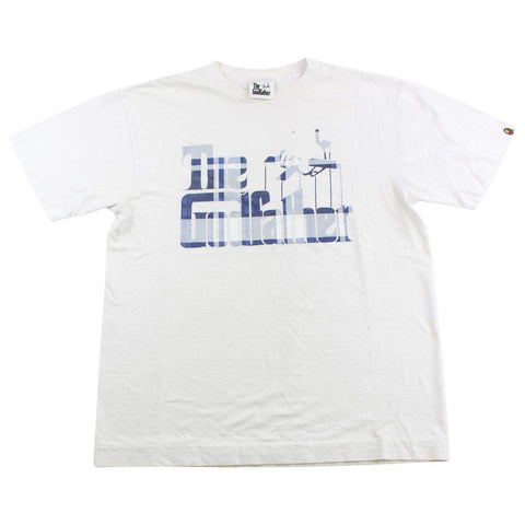 Bape x The Godfather Blue Plaid Logo Tee White