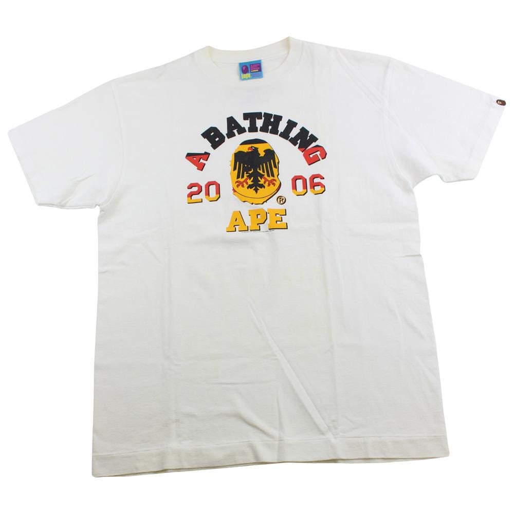 Bape German Flag College Logo Tee White 2006 - SaruGeneral