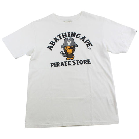 T-shirt Bape Pirate Store Hook Baby Milo blanc avec logo